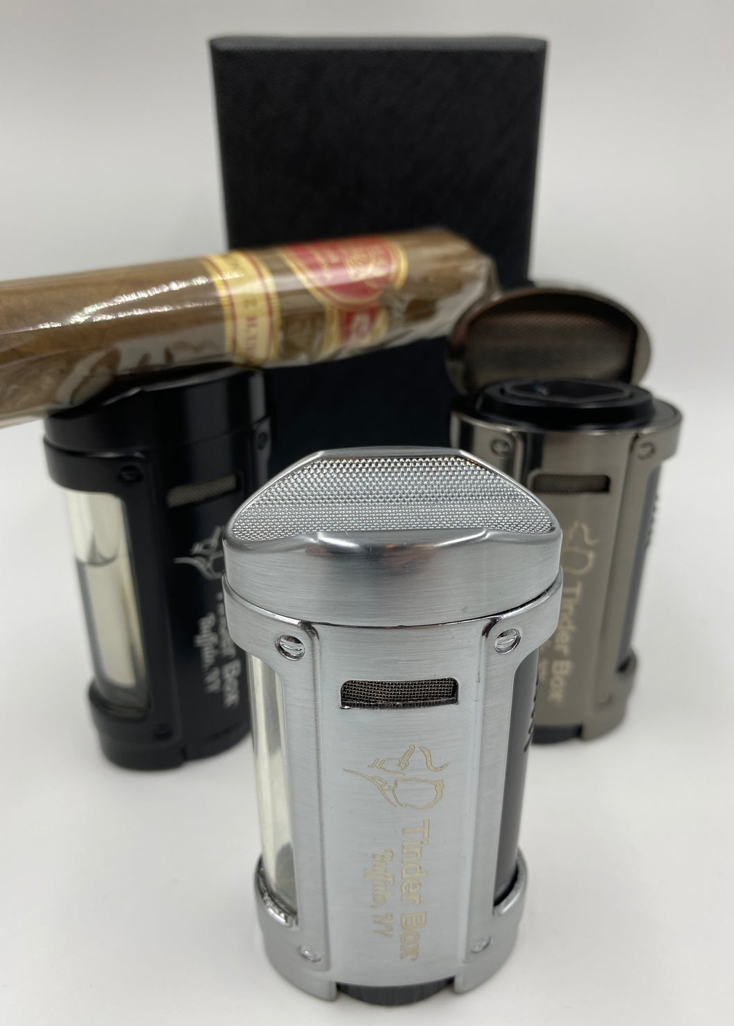 Tinder Box Buffalo 4-Flame Torch Lighter With Cigar Rest